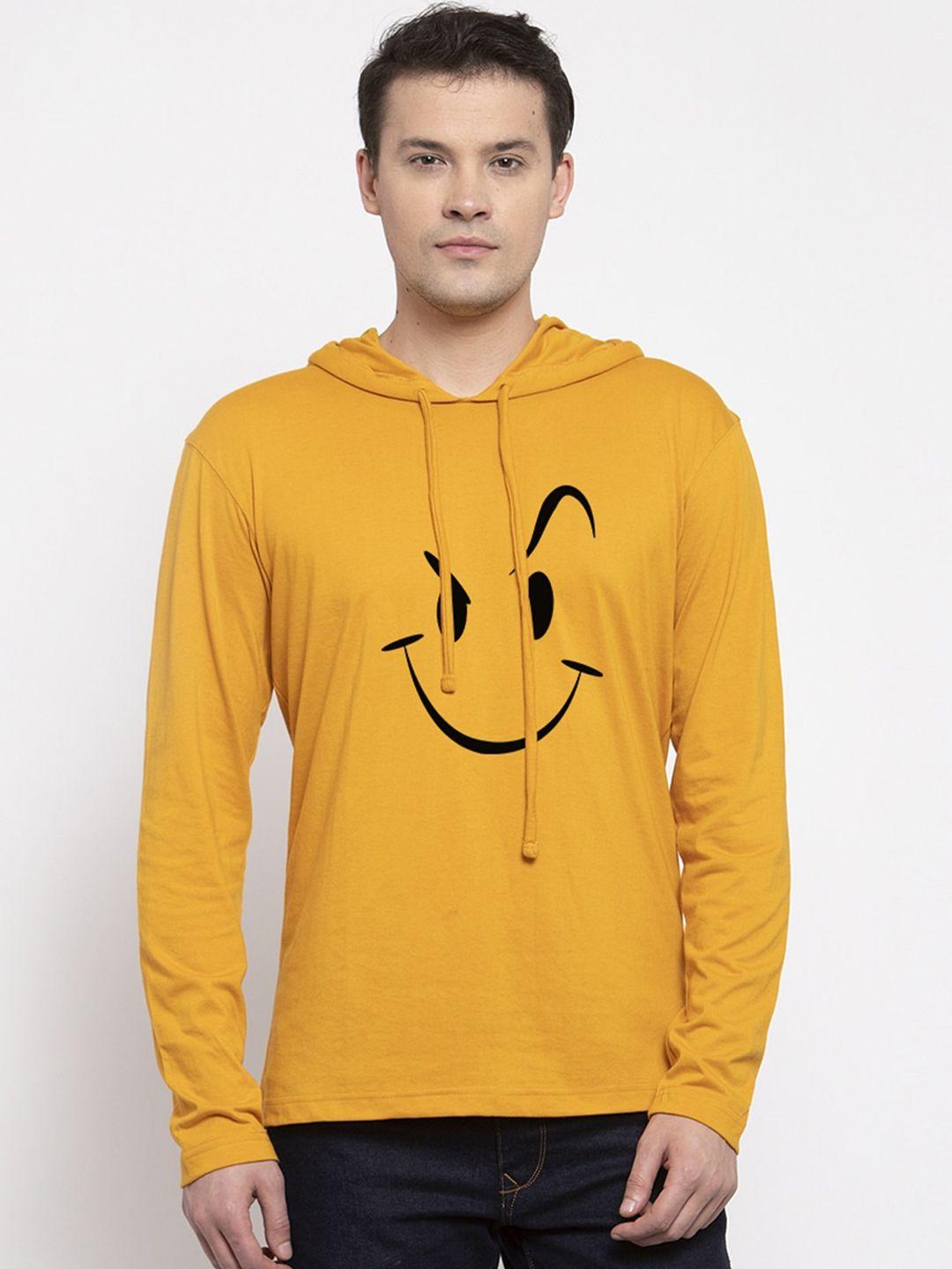 friskers-men-mustard-yellow-printed-hood-t-shirt