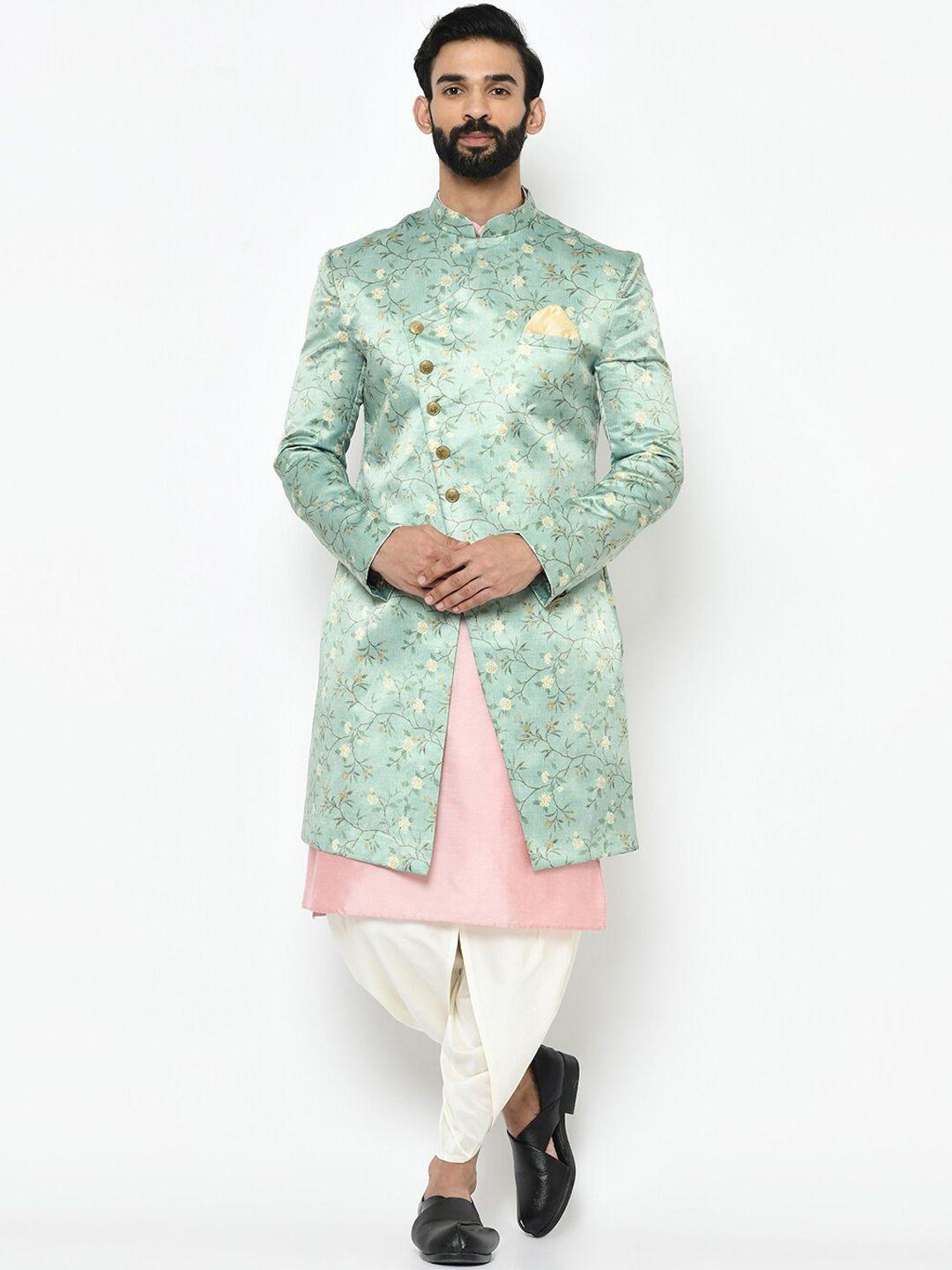 kisah-men-blue-&-pink-printed-sherwani-set