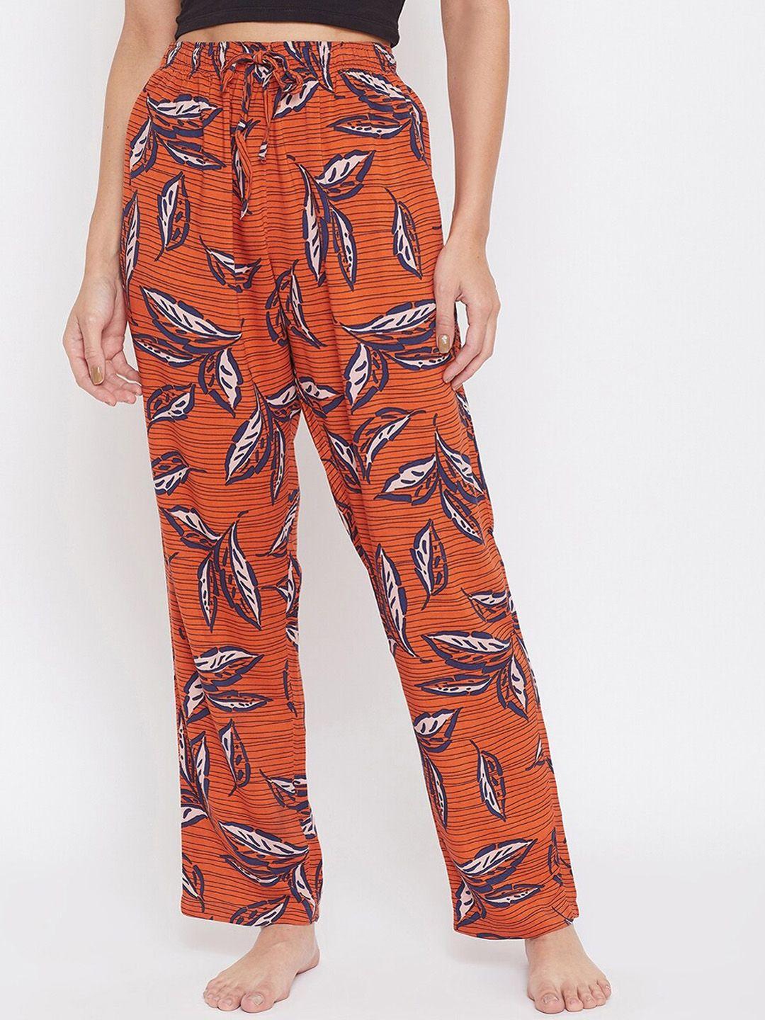 crimsoune-club-women-orange-&-navy-printed-lounge-pants