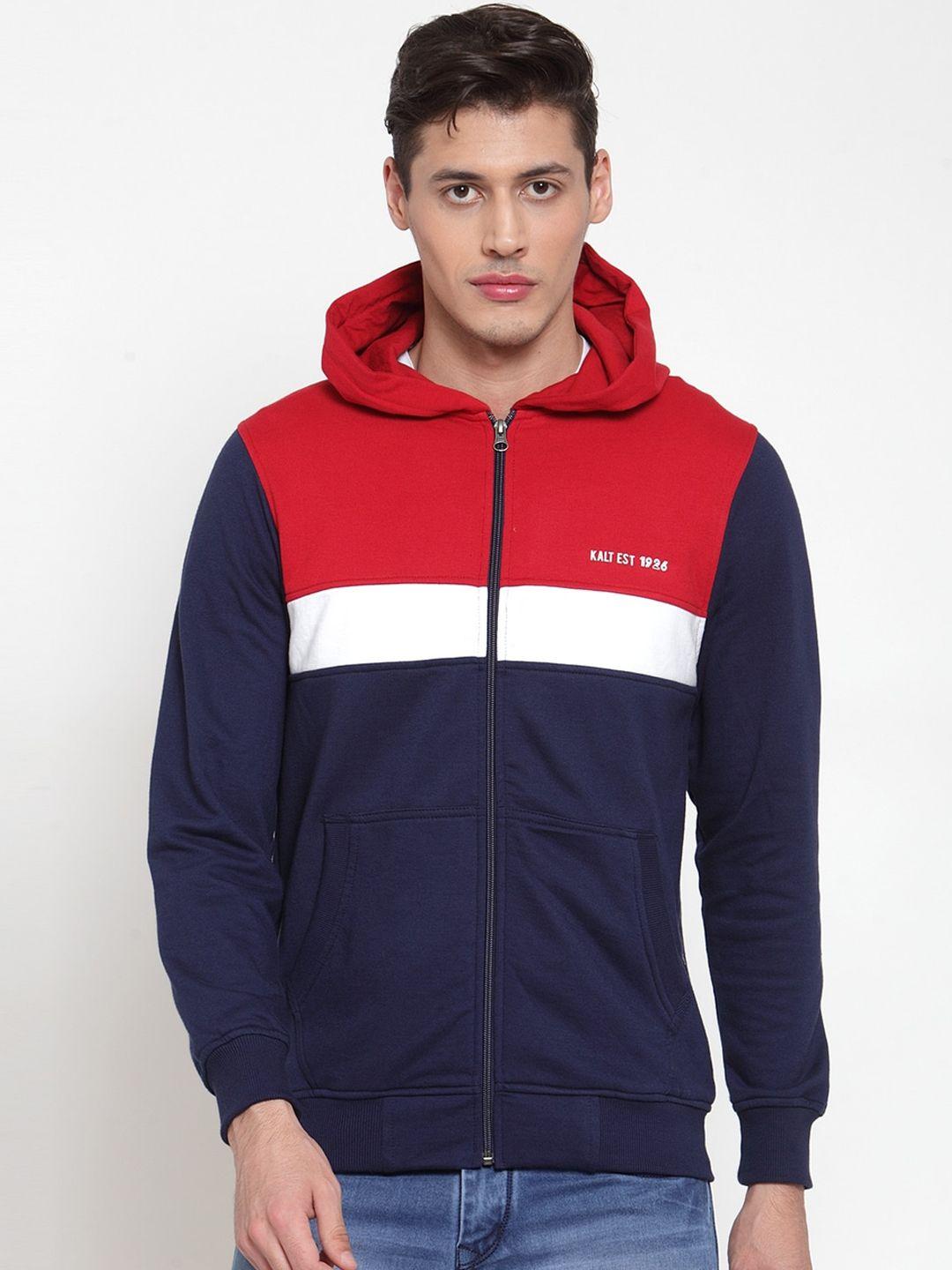 kalt-men-navy-blue-&-red-colourblocked-sporty-jacket