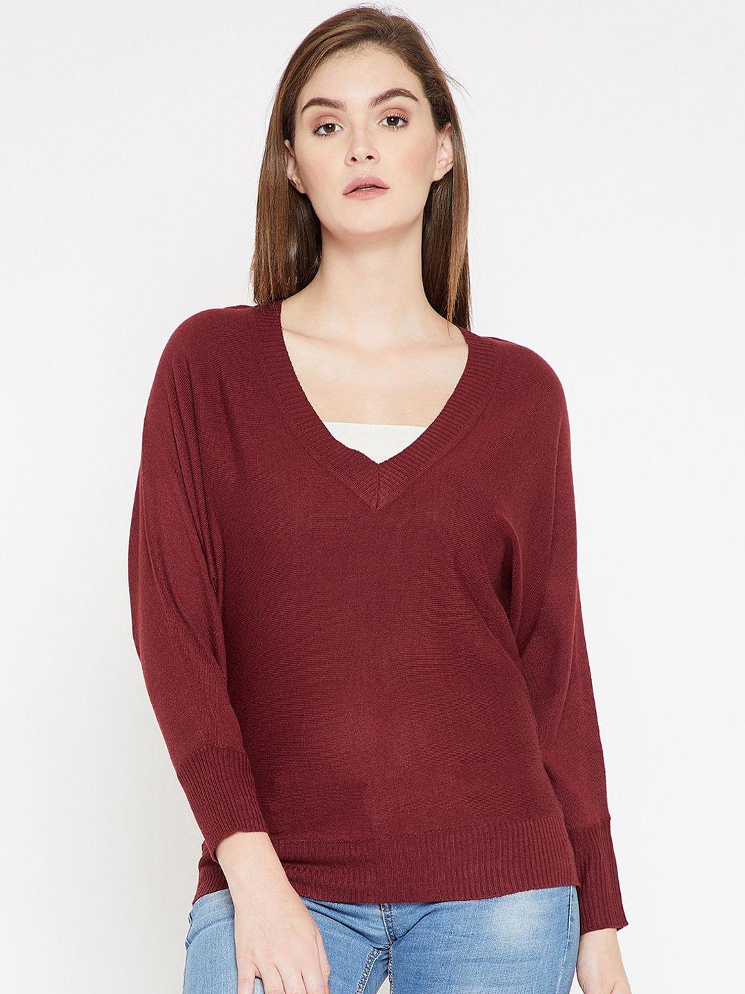 carlton-london-women-maroon-solid-pullover-sweater