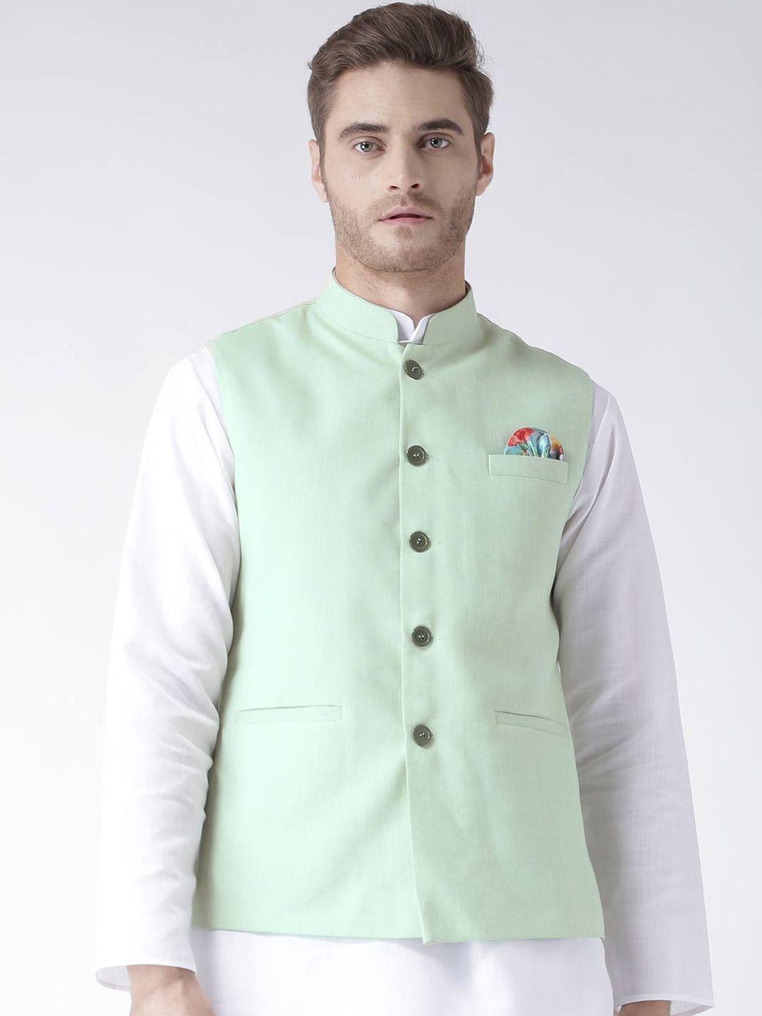 hangup-men-green-solid-linen-nehru-jacket
