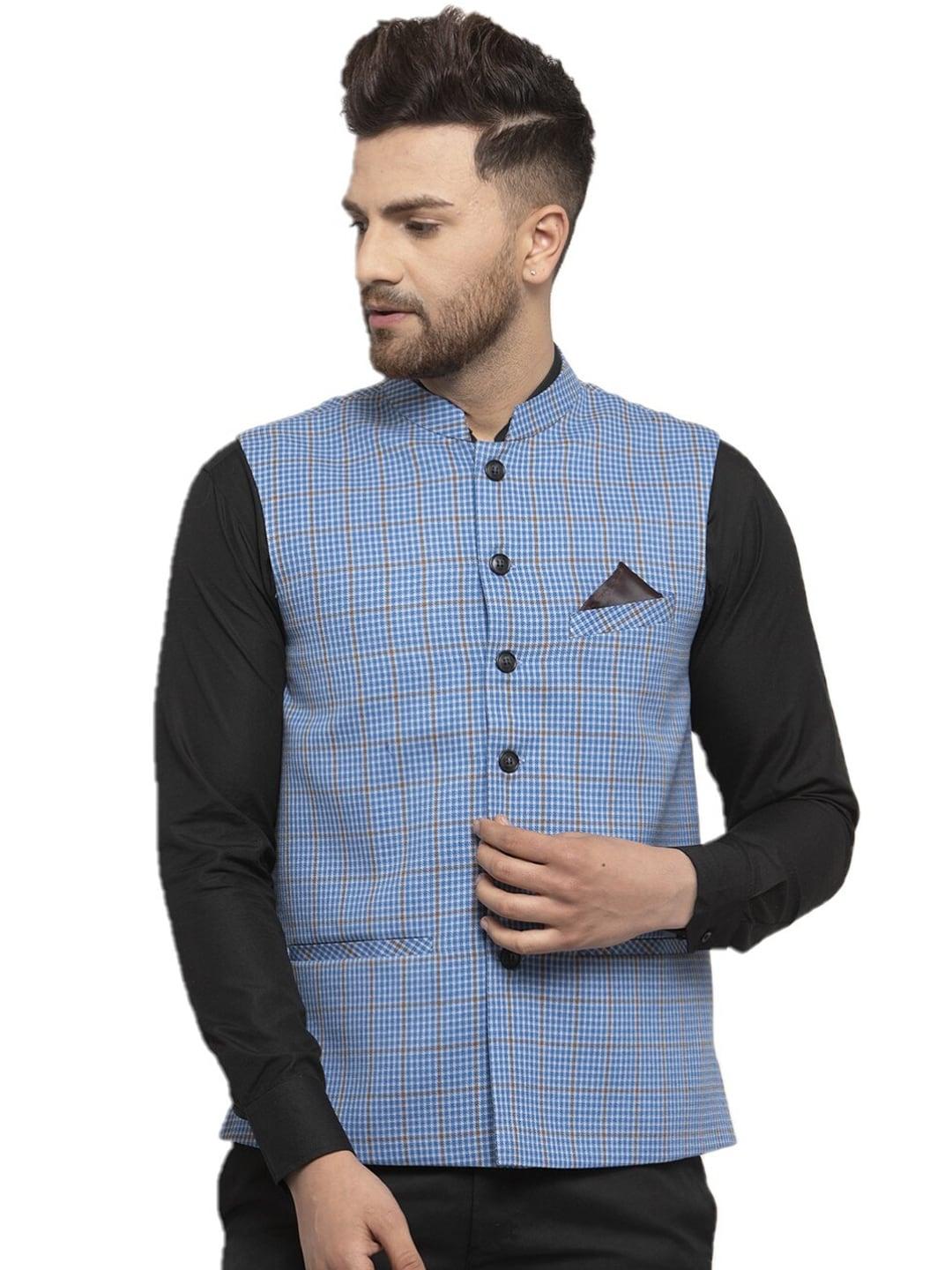 neudis-men-blue-checked-nehru-jacket