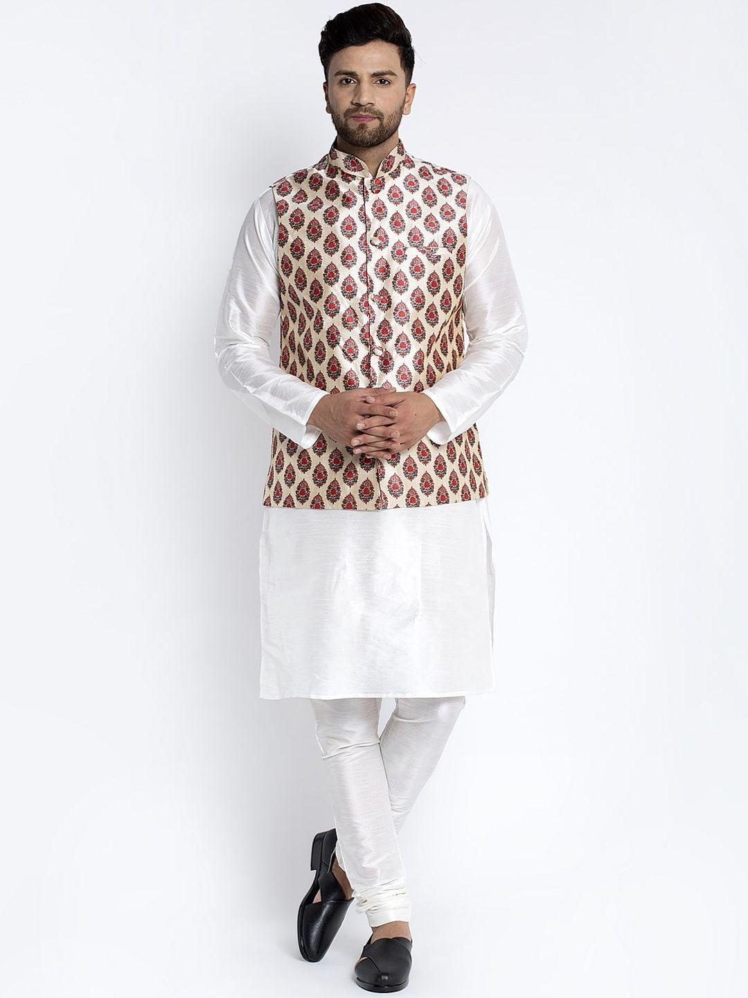 benstoke-men-white-solid-kurta-with-churidar-&-jacket
