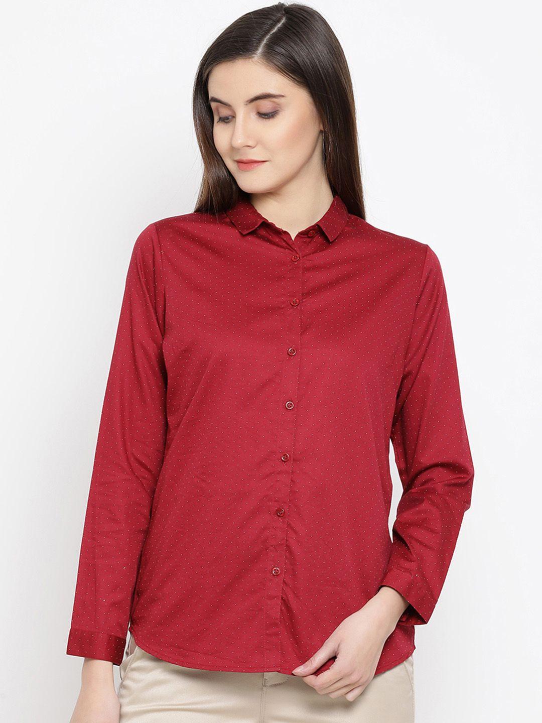 crimsoune-club-women-red-standard-slim-fit-printed-casual-shirt