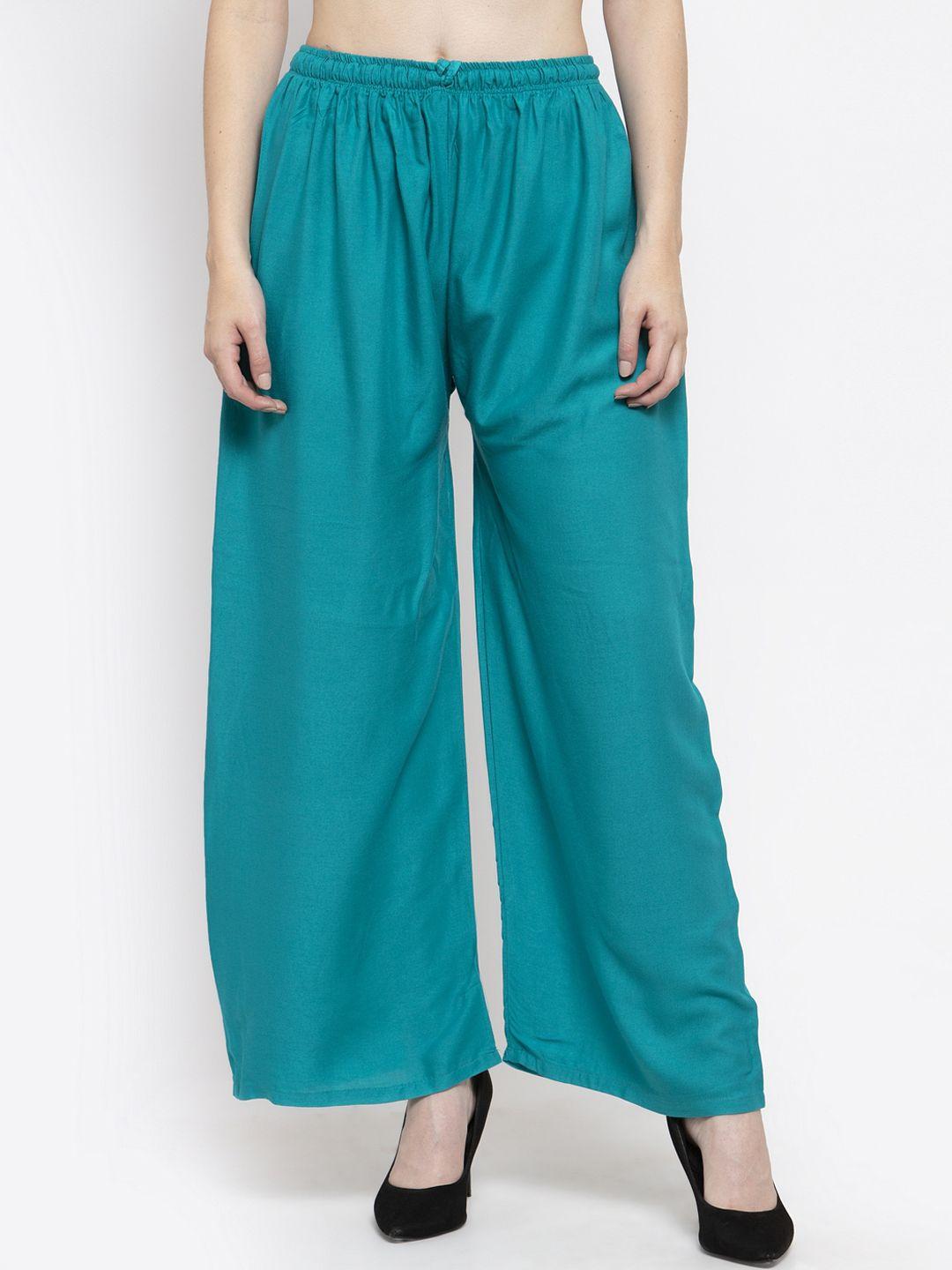 clora-creation-women-turquoise-blue-solid-straight-palazzos