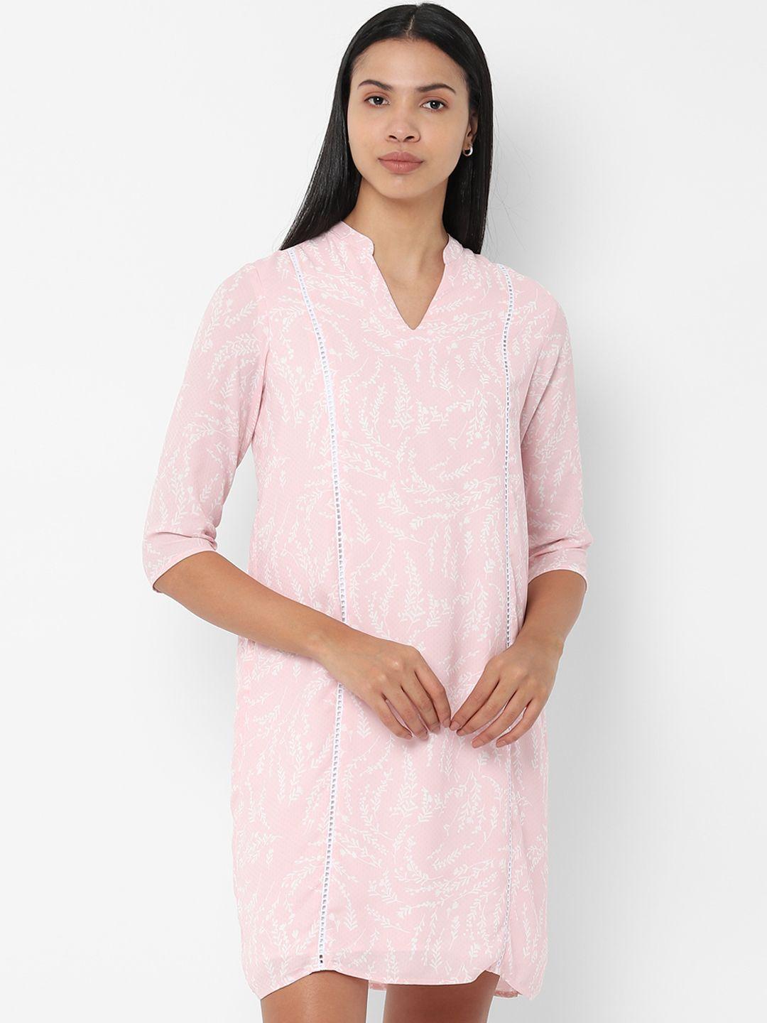 allen-solly-woman-women-pink-&-white-floral-printed-a-line-dress