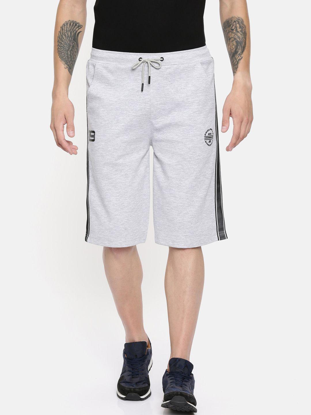 proline-active-men-grey-melange-striped-slim-fit-regular-shorts