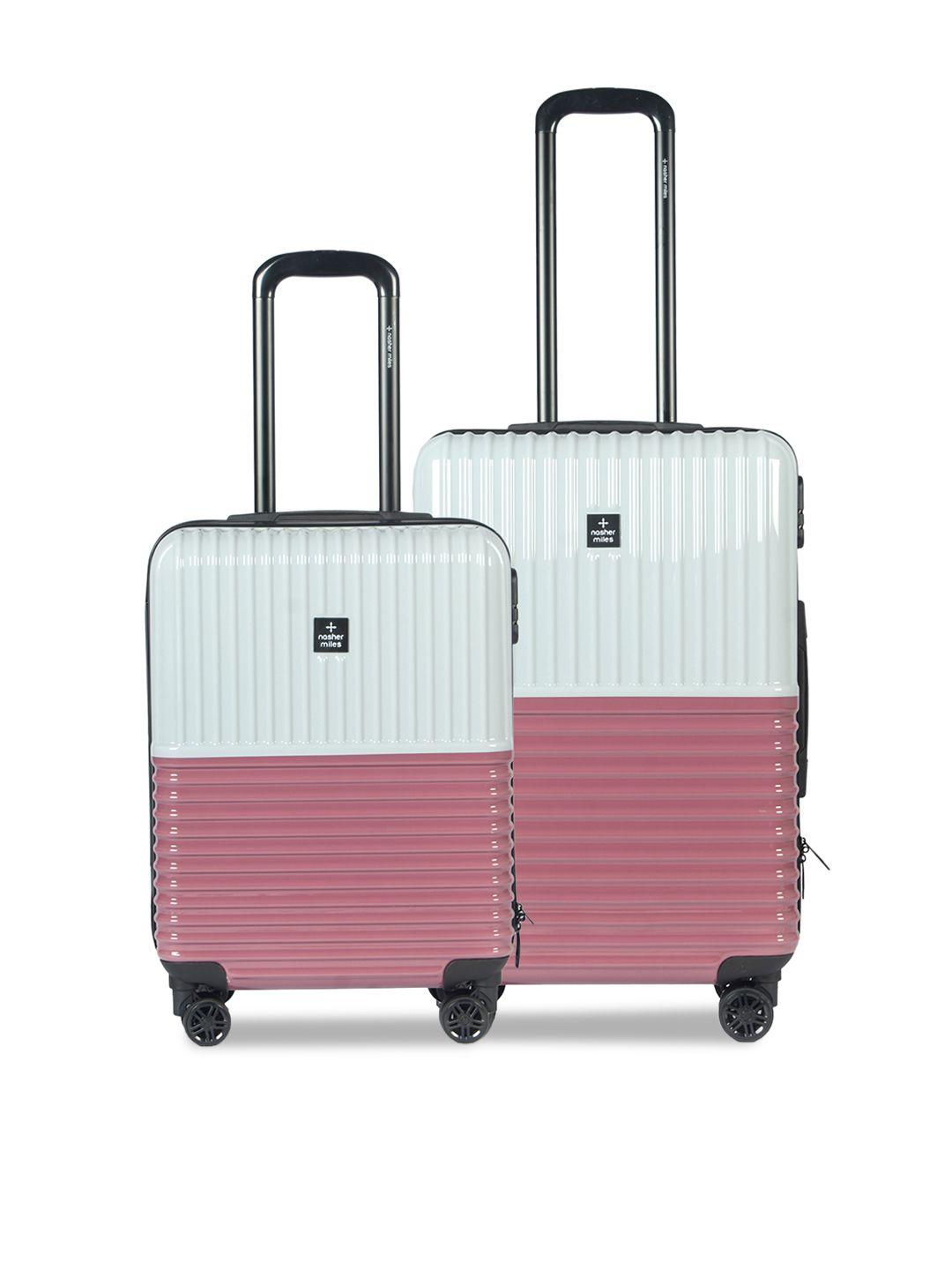nasher-miles-unisex-set-of-2-rose-gold-toned-&-silver-toned-colourblocked-istanbul-hard-sided-trolley-suitcases