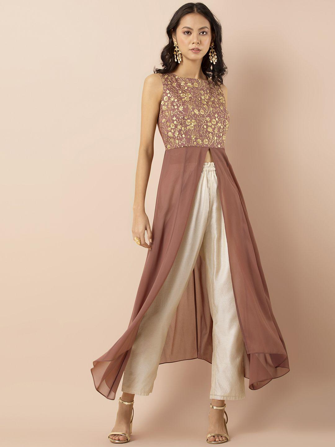 indya-pink-zari-embroidered-high-slit-tunic