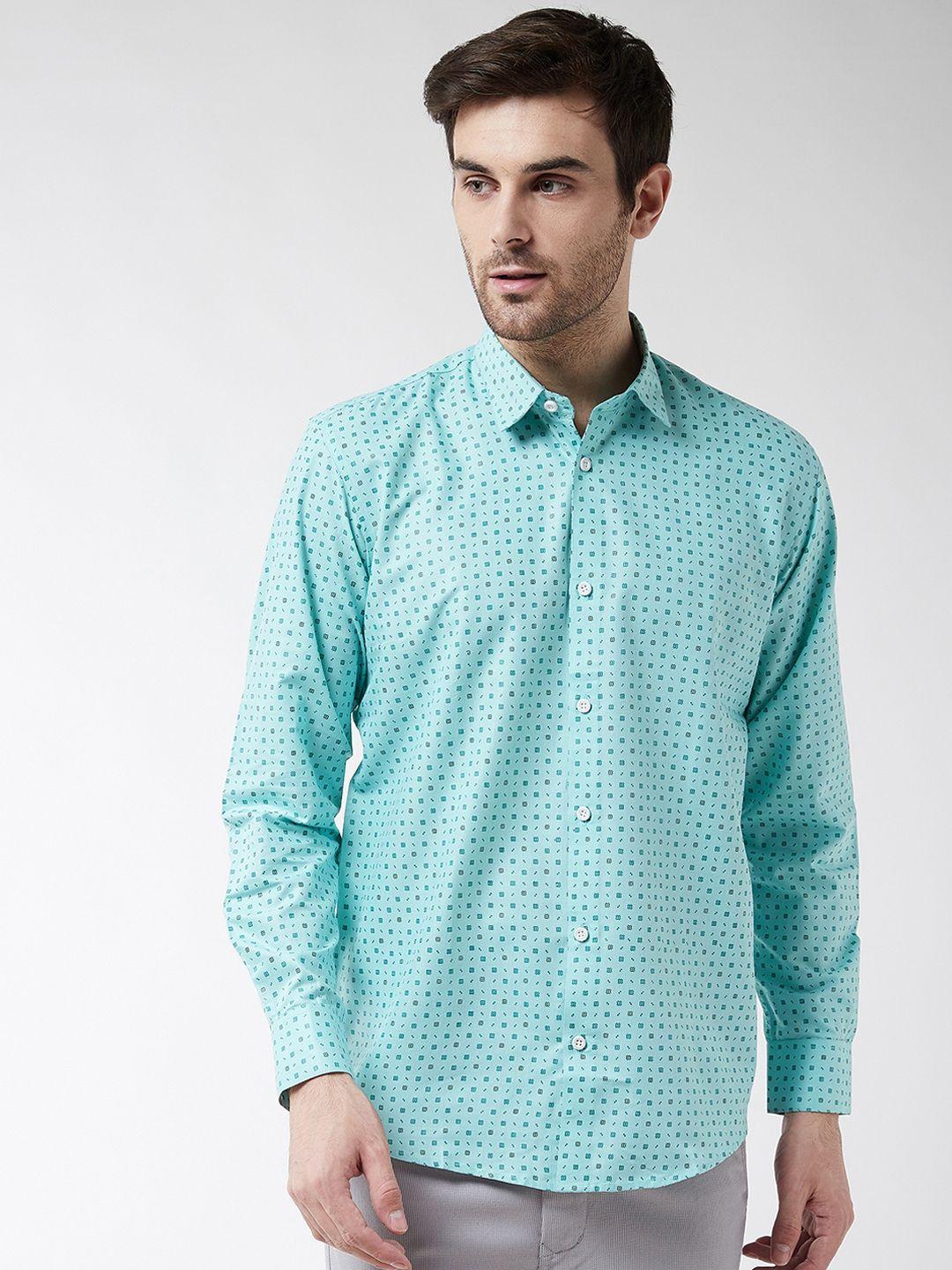 sojanya-men-sea-green-regular-fit-printed-casual-shirt