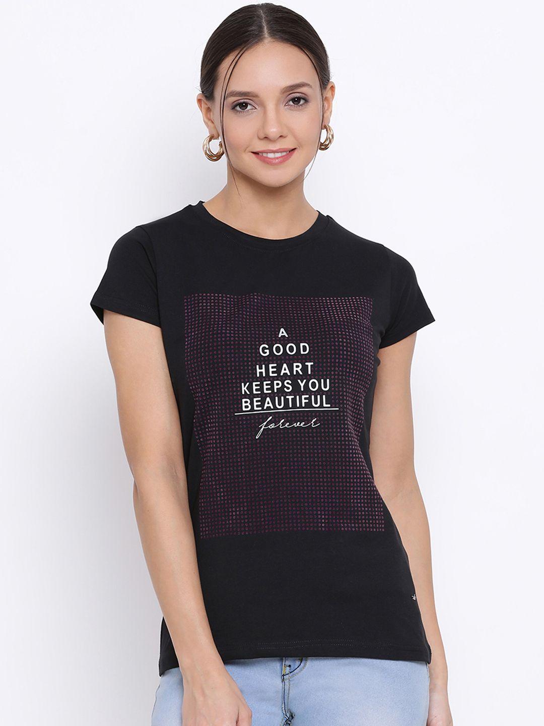 crimsoune-club-women-black-&-mauve-printed-round-neck-t-shirt