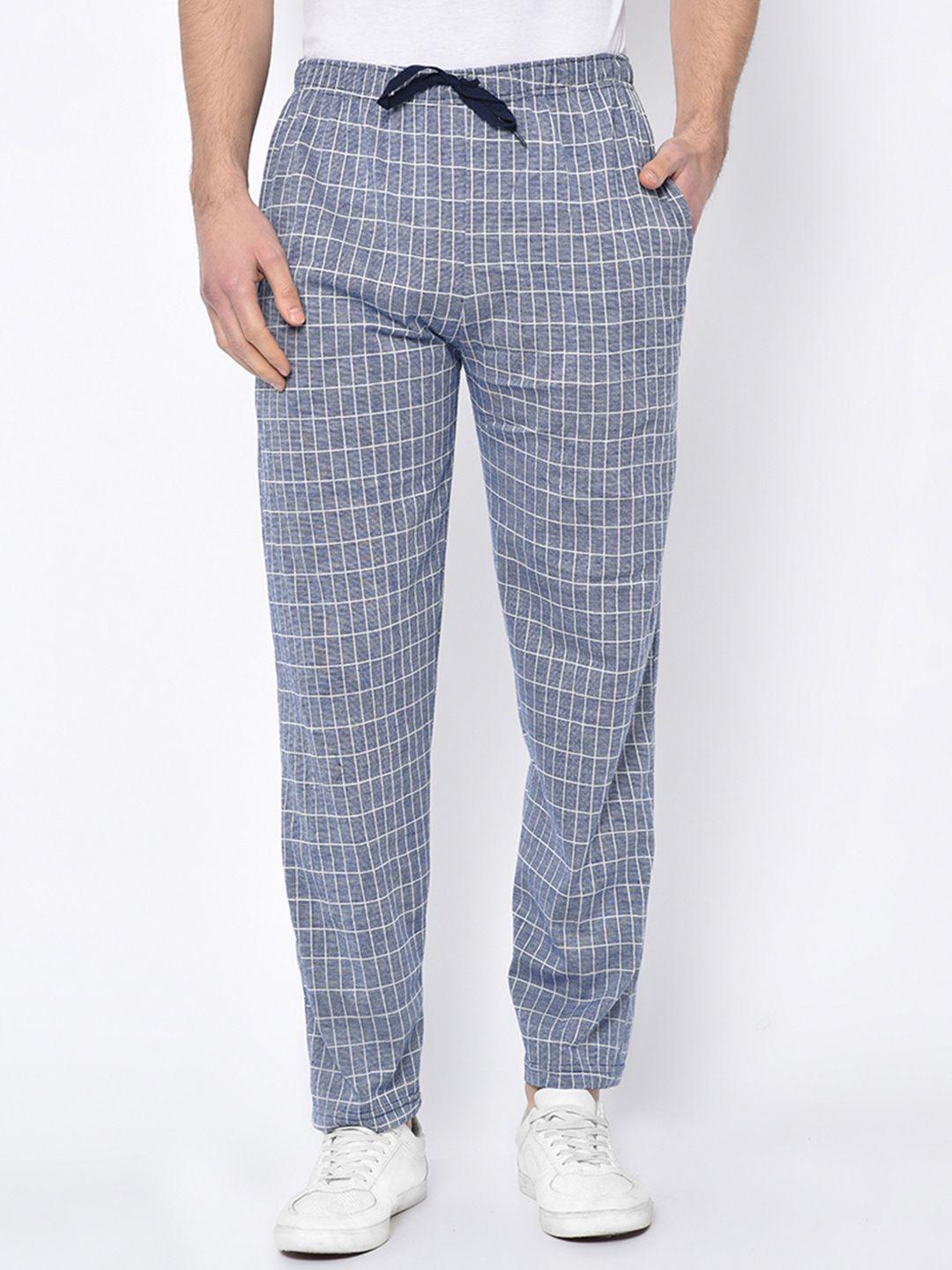 vimal-jonney-men-blue-&-white-checked-track-pants