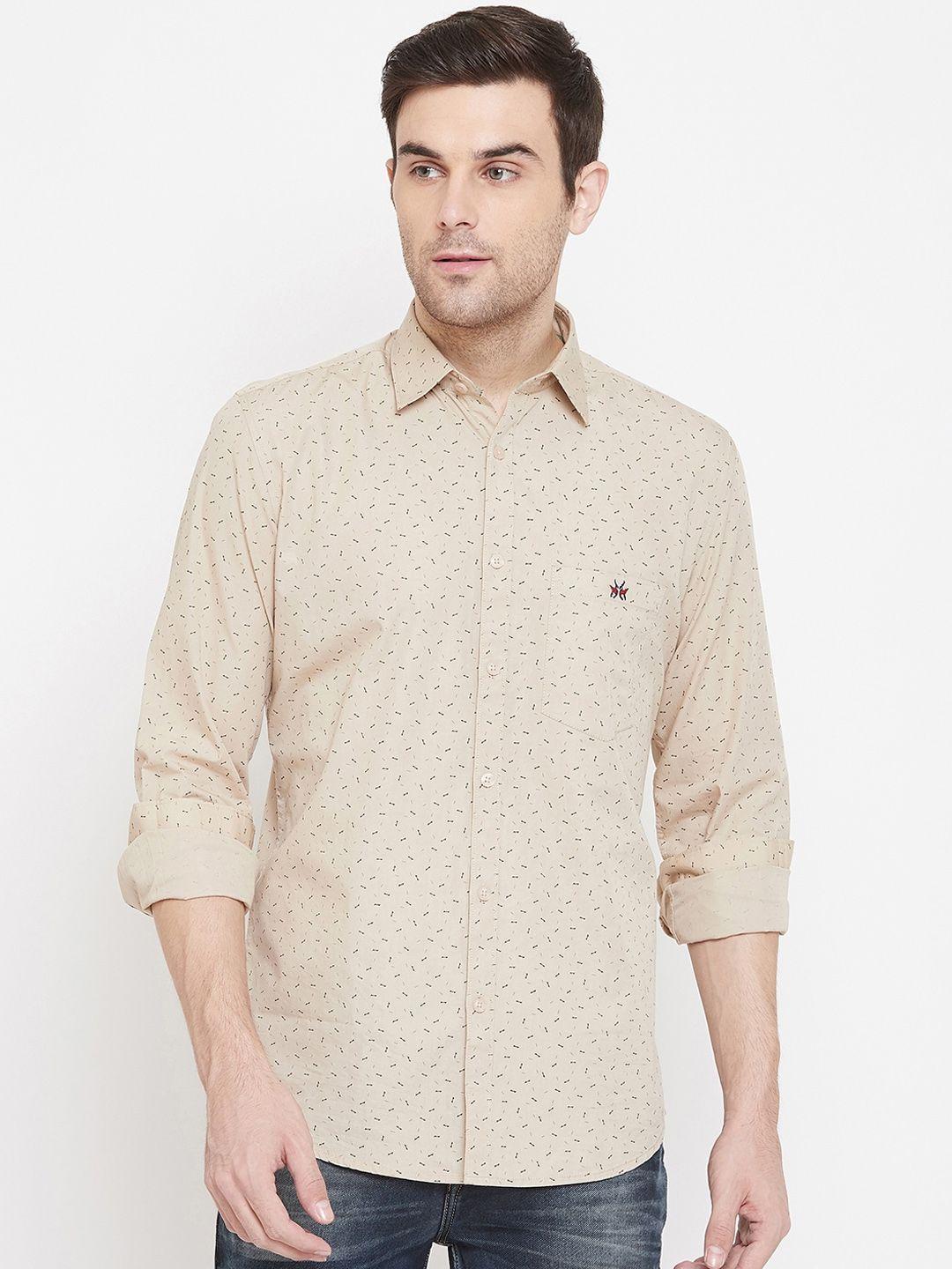 crimsoune-club-men-beige-standard-slim-fit-printed-casual-shirt