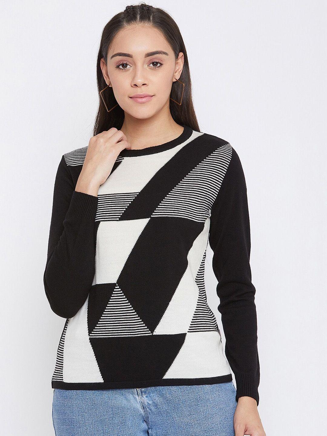 crimsoune-club-women-black-&-white-colourblocked-pullover-sweater