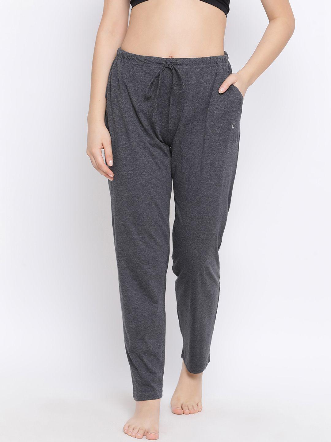 kanvin-women-charcoal-grey-solid-lounge-pants