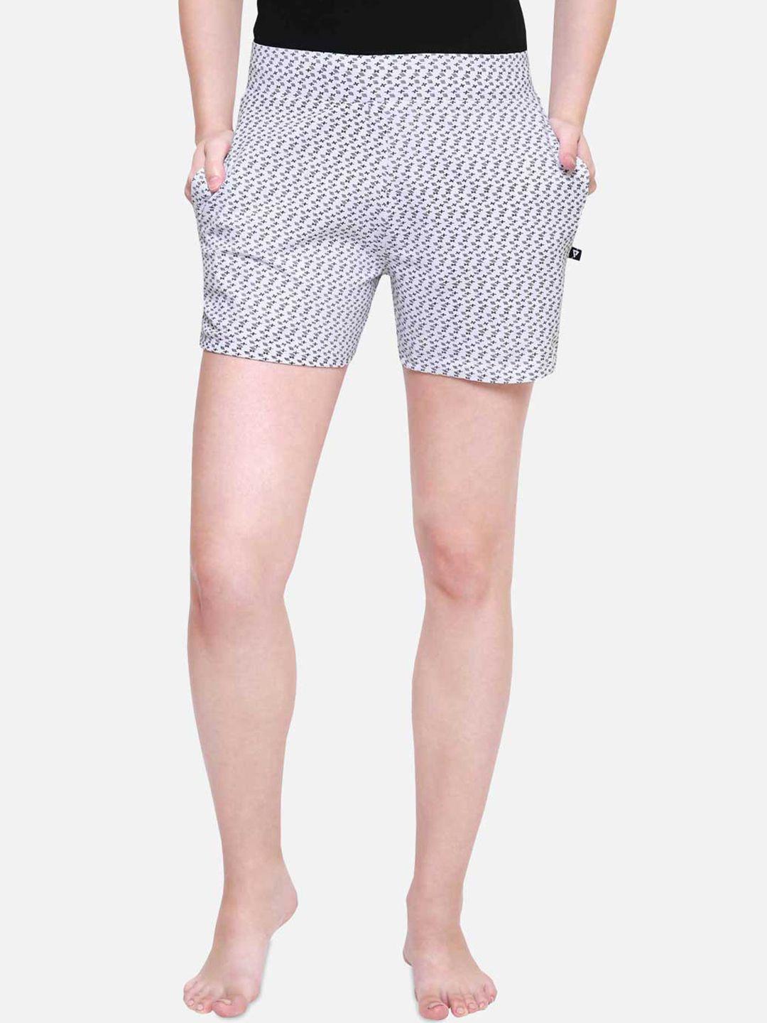 proteens-women-white-&-black-printed-lounge-shorts