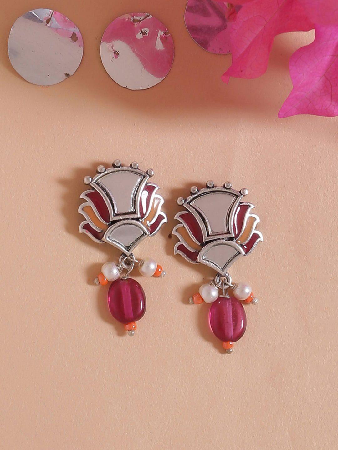 voylla-silver-plated-&-pink-oxidised-classic-studs