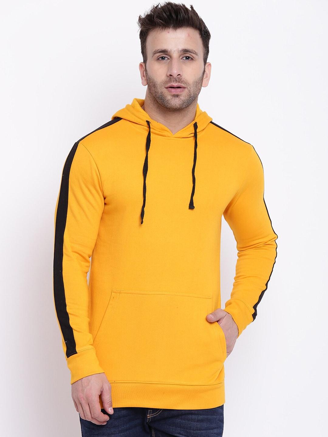 gritstones-men-yellow-solid-hooded-sweatshirt