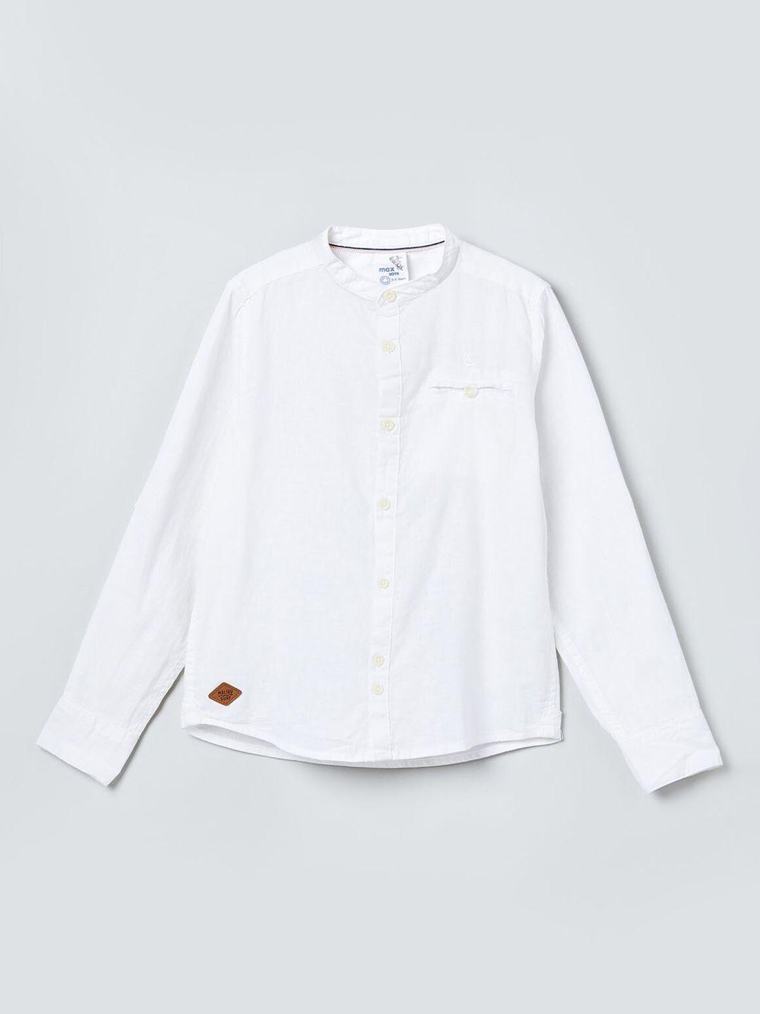 max-boys-off-white-solid-casual-shirt