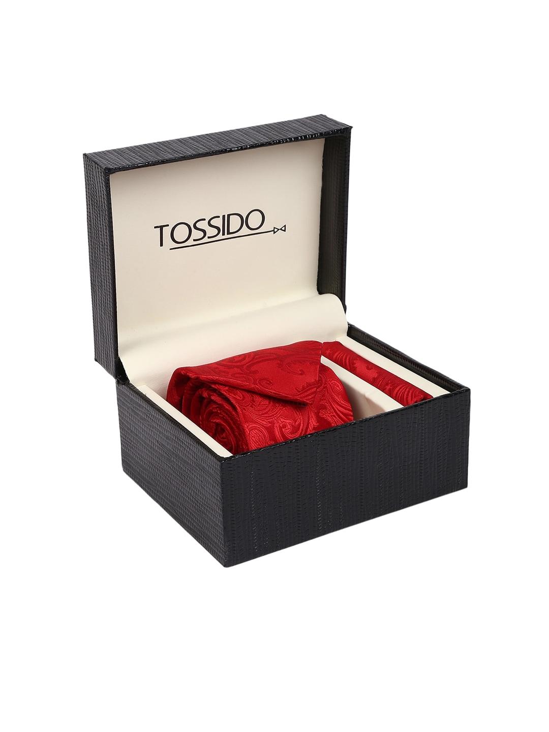 tossido-men-red-printed-accessory-gift-set