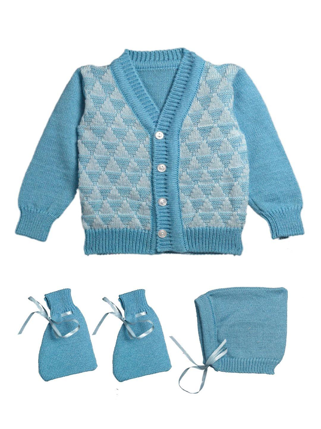 little-angels-infant-kids-blue-&-grey-self-design-acrylic-cardigan-sweater-set