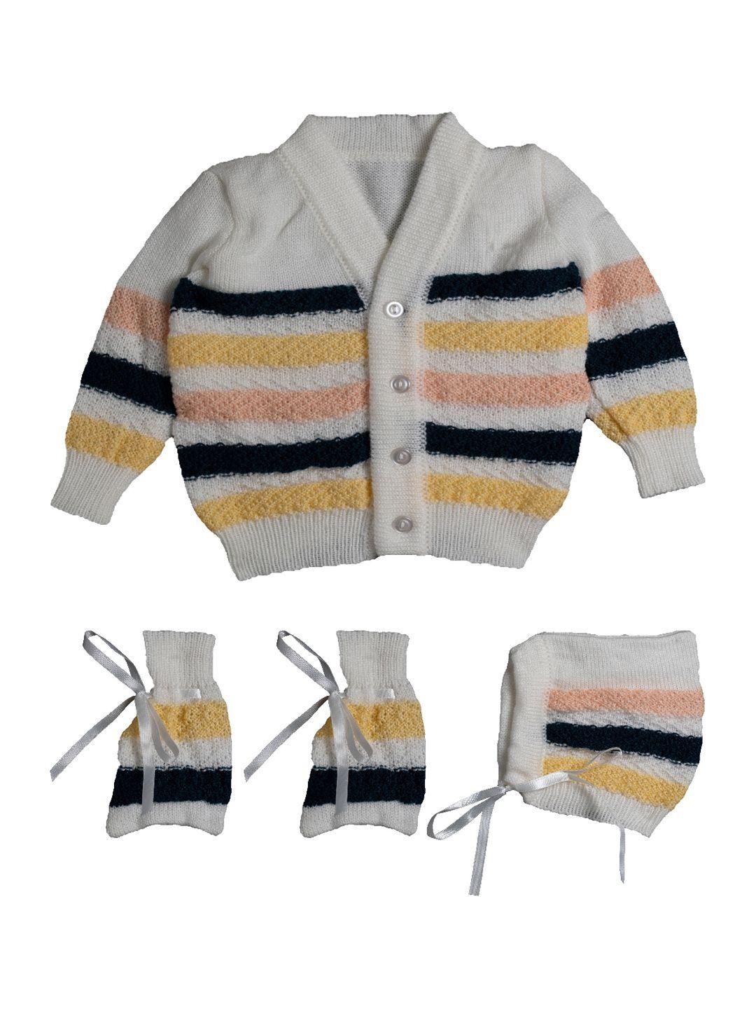 little-angels-infants-kids-off-white-&-black-acrlic-self-design-cardigan-sweater-set