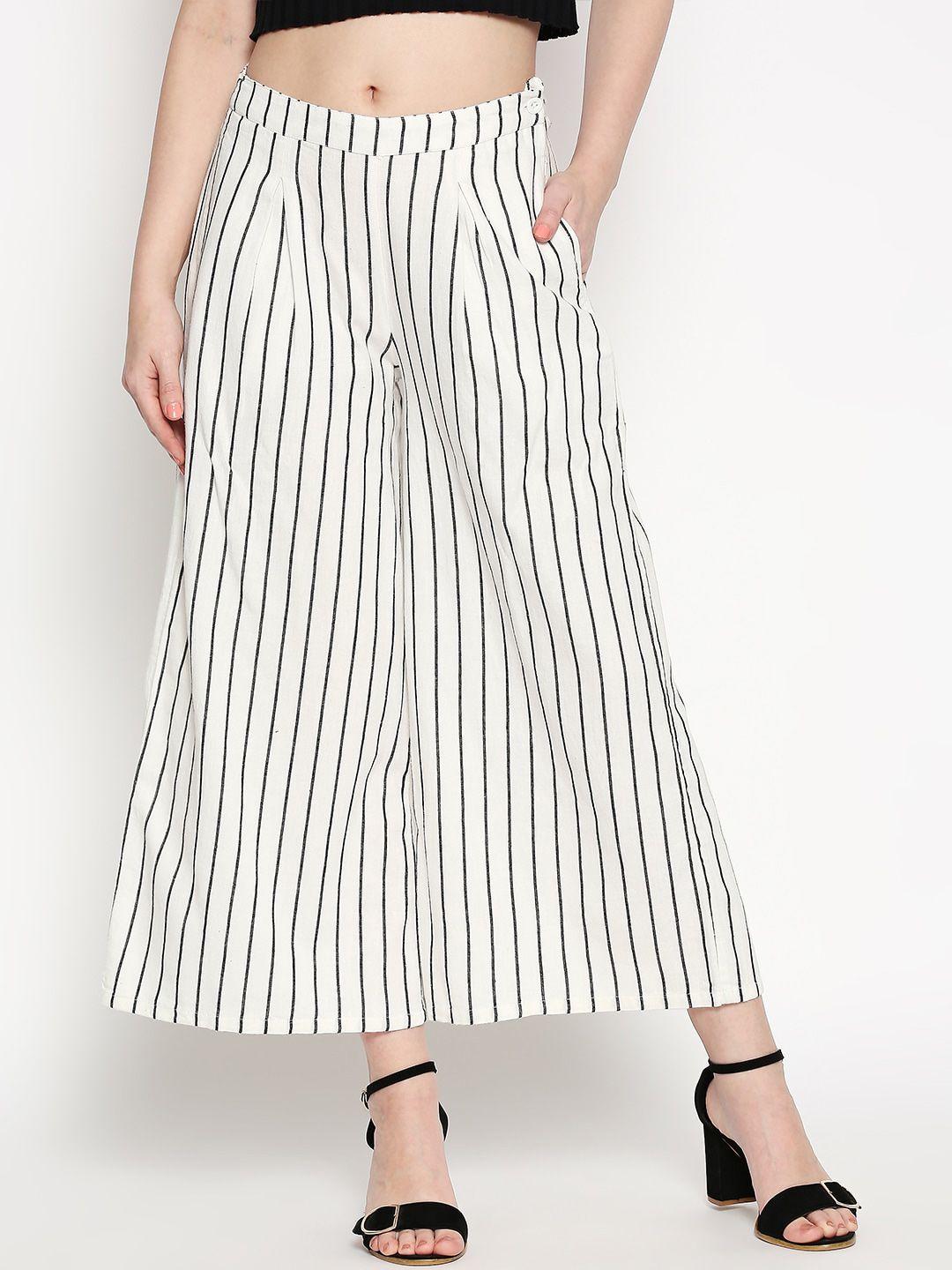 people-women-white-&-black-flared-striped-culottes