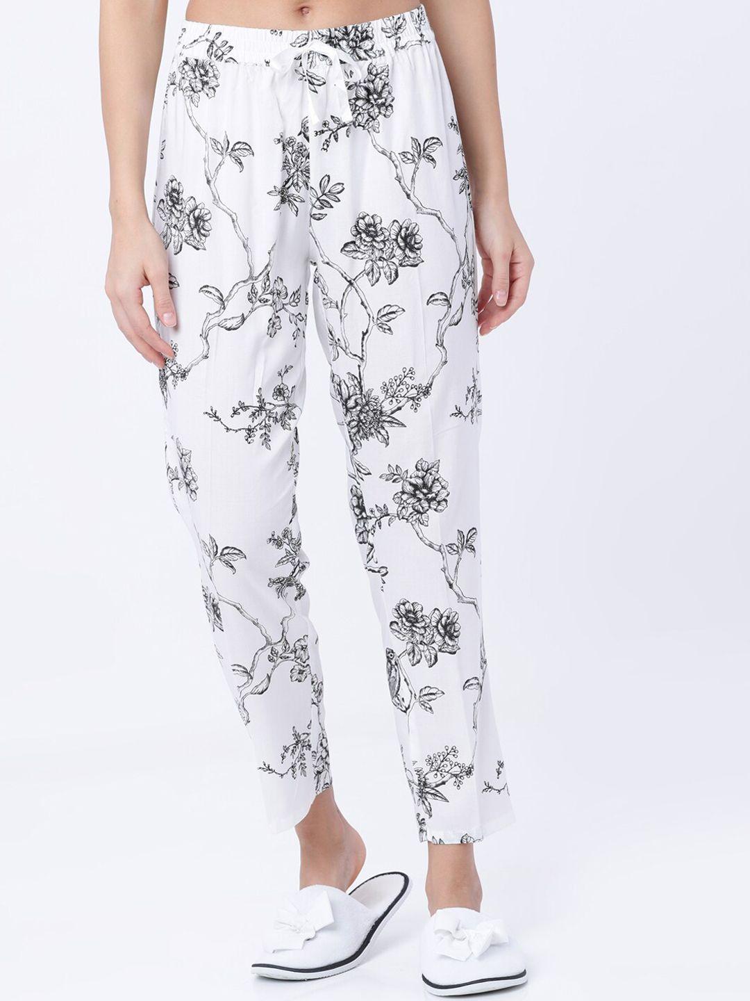 tokyo-talkies-women-white-&-black-floral-print-lounge-pants