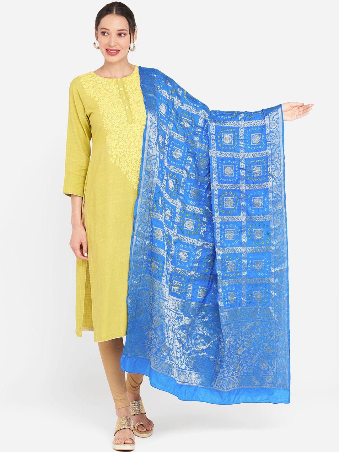 dupatta-bazaar-women-turquoise-blue-banarasi-bhandej-gharchola-silk-dupatta