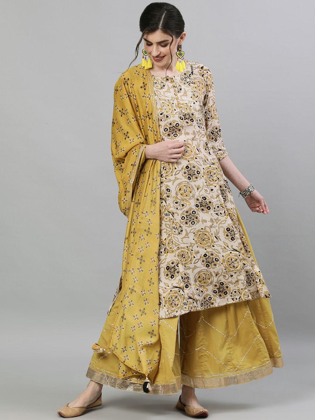 ishin-women-off-white-&-mustard-yellow-embroidered-kurta-with-palazzos-&-dupatta