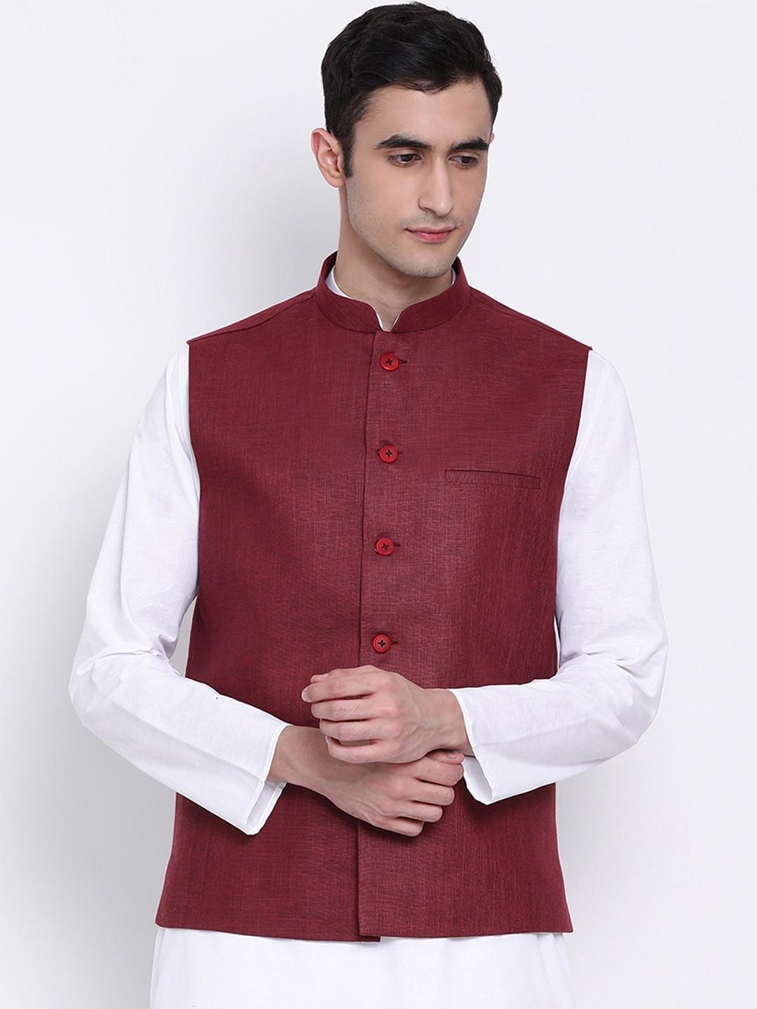 namaskar-men-maroon-solid-nehru-jacket