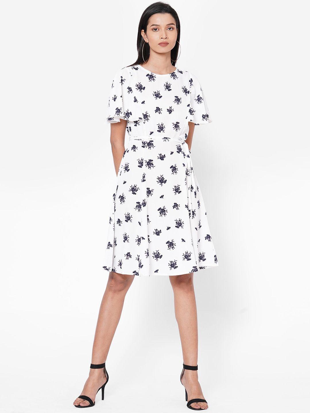 109f-women-white-&-navy-blue-floral-printed-fit-and-flare-dress