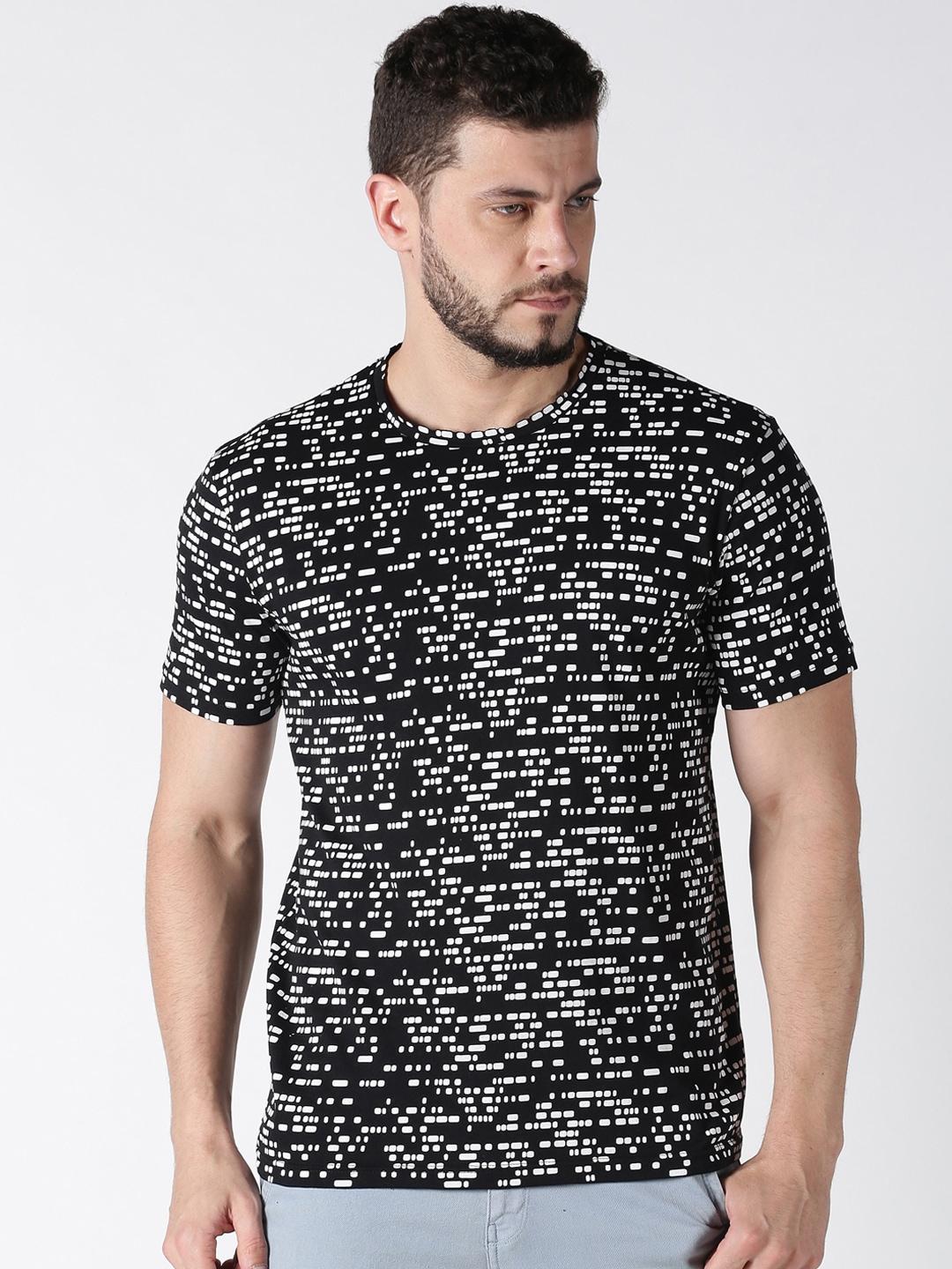 urgear-men-black-printed-round-neck-t-shirt