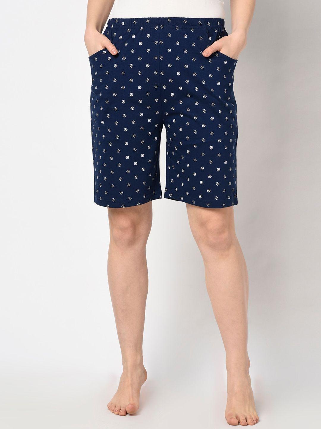espresso-women-navy-blue-polka-dot-printed-lounge-shorts
