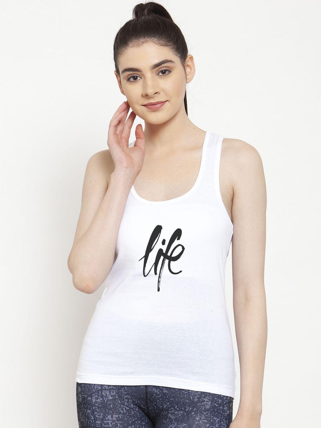 friskers-women-white-&-black-printed-camisole