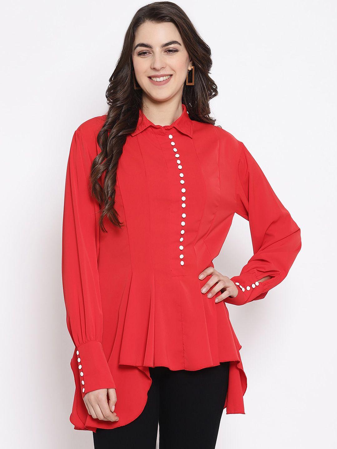 iki-chic-red-solid-peplum-top