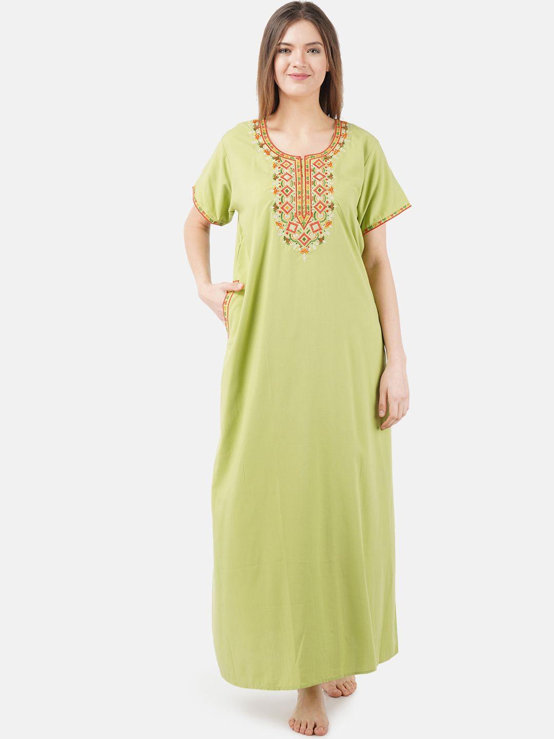 koi-sleepwear-lime-green-&-red-embroidered-cotton-nightdress
