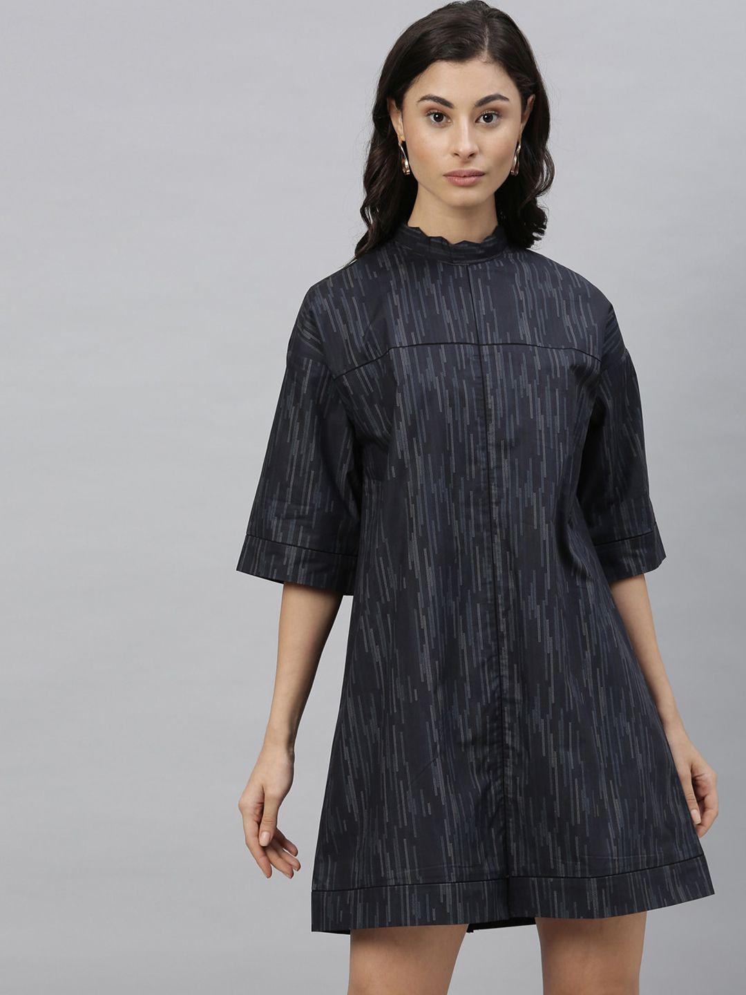rareism-women-grey-self-design-a-line-dress