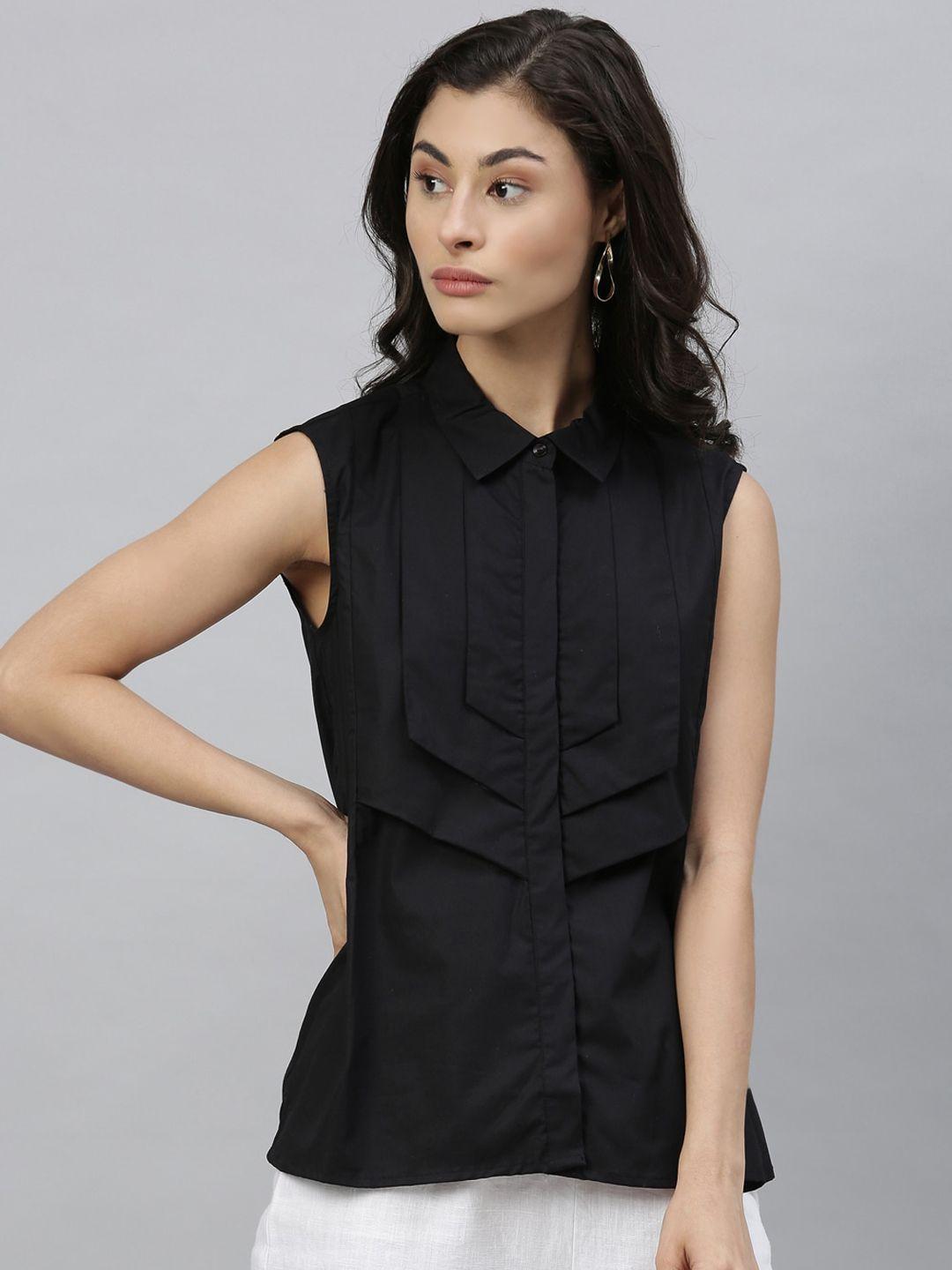 rareism-women-black-solid-shirt-style-top