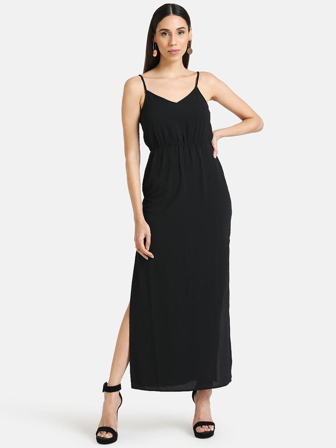kazo-women-black-solid-maxi-dress