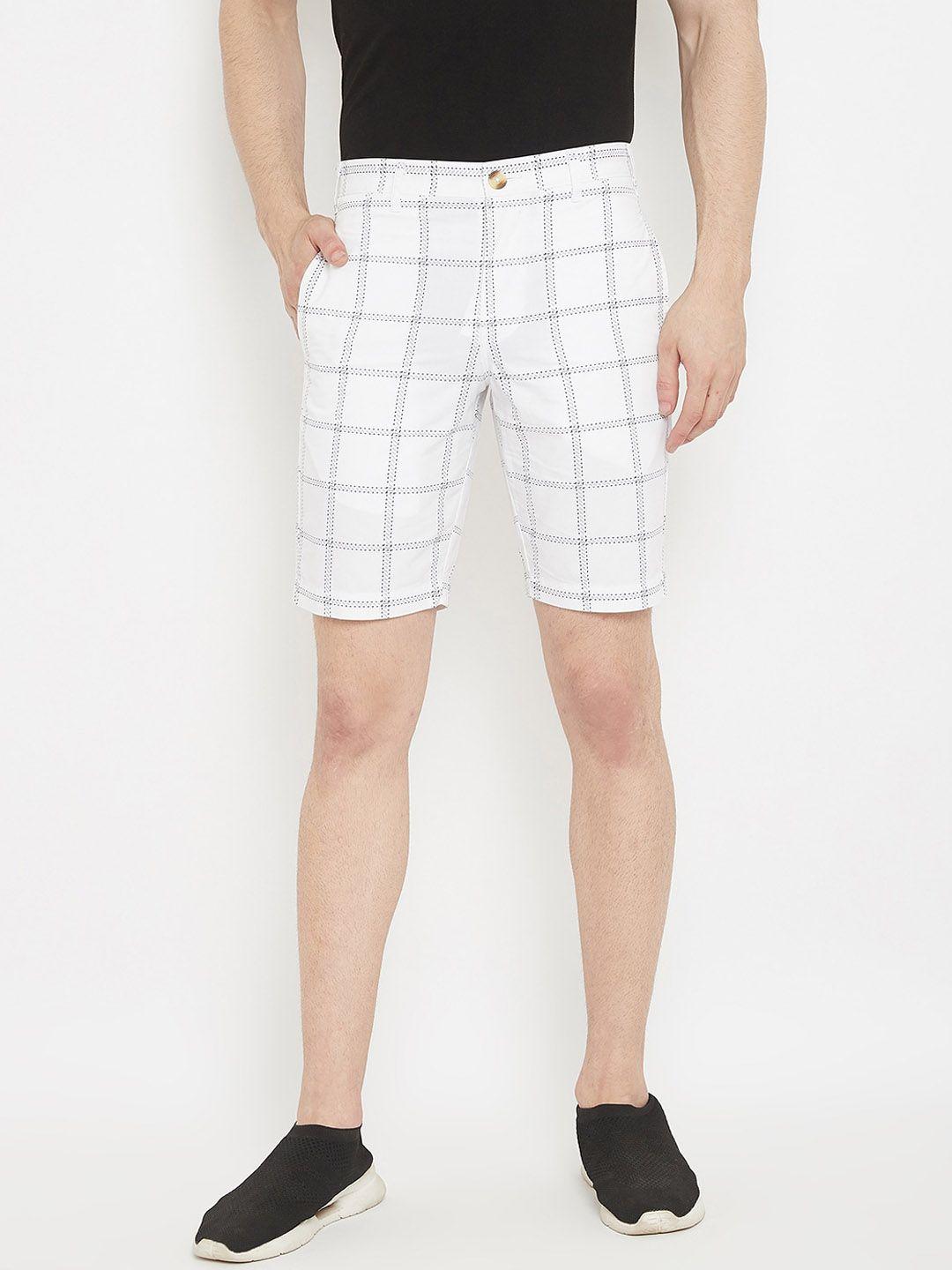 crimsoune-club-men-white-checked-slim-fit-regular-shorts