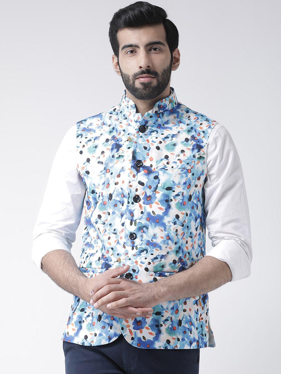 hangup-men-white-&-blue-printed-nehru-jacket