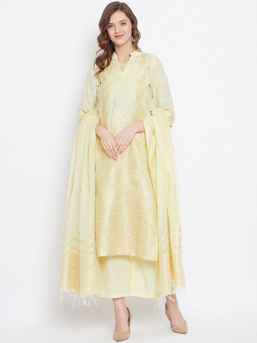 safaa-women-yellow-cotton-blend-woven-design-unstitched-dress-material-for-summer