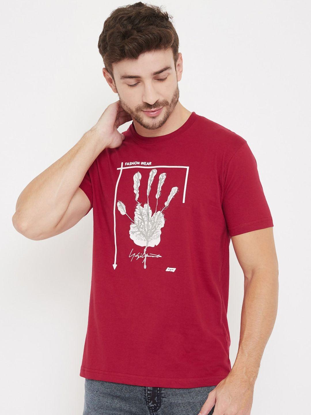 neva-men-maroon-printed-round-neck-t-shirt