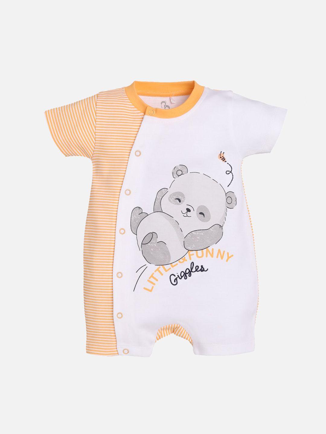 baby-go-infants-kids-white-&-peach-coloured-printed-rompers
