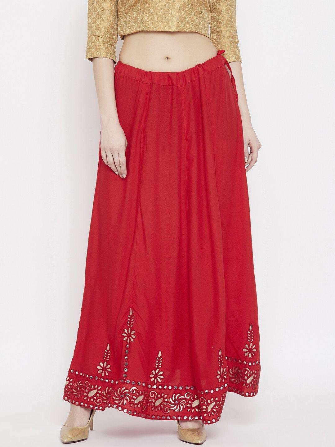 clora-creation-women-red-embellished-flared-maxi-skirt