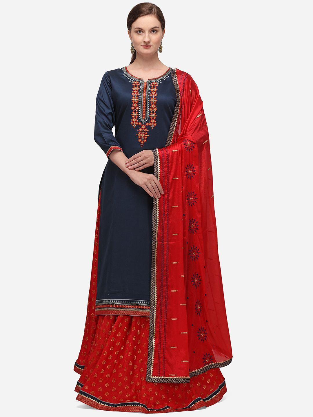 shewill-navy-blue-&-red-silk-blend-unstitched-dress-material