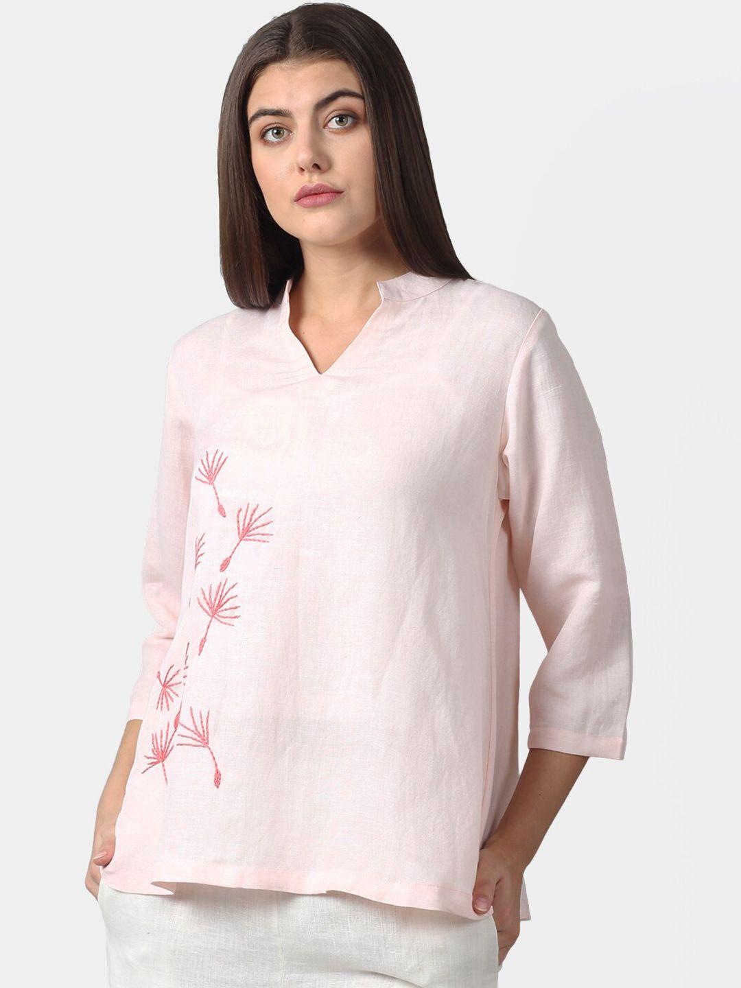 dart-studio-pink-floral-embroidered-mandarin-collar-linen-regular-top