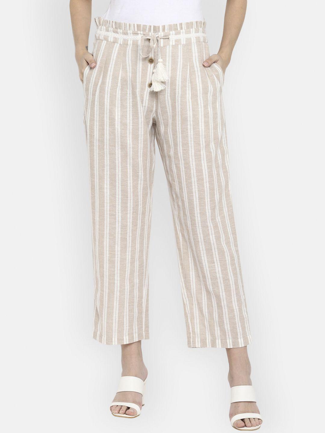 blanc9-women-beige-loose-fit-striped-parallel-trousers